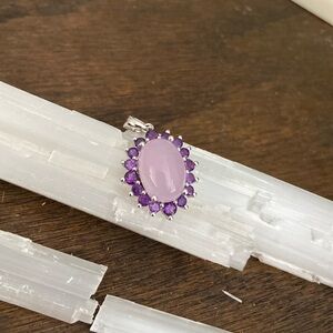 Amethyst and Purple Jade in Sterling Silver Pendant